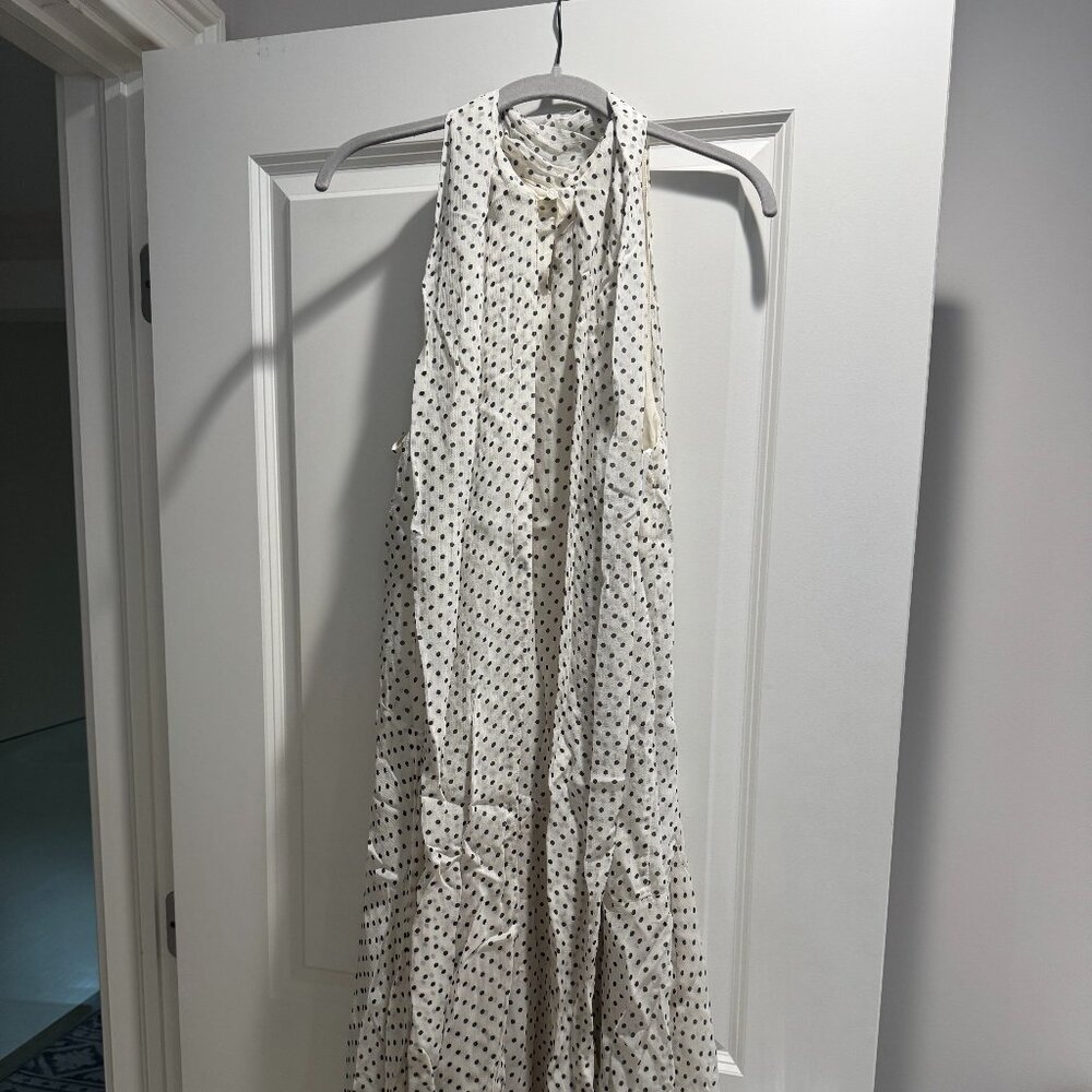 White Polka Dot Halter Dress